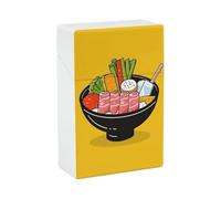 Cartoon Hotpot Doodle Cigarette Case Hard Plastic Flip-Top Slim Pocket-Size Cigarette Holder for 18-20 King Size Cigarettes Crush-Proof Cig Case Reusable Smoking Accessories for Men Women
