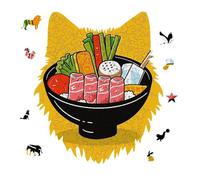 Cartoon Hotpot Doodle Jigsaw Puzzle 175PCS Wolf Head Design Puzzle Wooden Jigsaw Puzzles for Adults Families