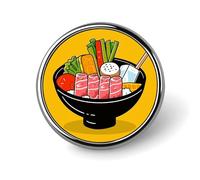 Cartoon Hotpot Doodle Round Badge Cute Enamel Lapel Pin Brooches Button Pin Personalized Clothing Decoration Unisex Badge Holder Hats Bags Shirts Decor