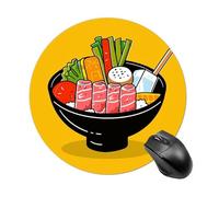 Cartoon Hotpot Doodle Round Mouse Pad Smooth Glide Gaming Mousepad Extra Density Portable Comfortable Mouse Mat for Desk, Home, Office 7.8x7.8 Inches