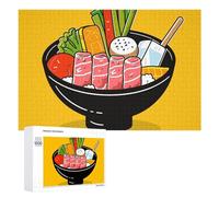 Cartoon Hotpot Doodle Wooden Puzzles for Adults 1000 PCS Unique Shape Puzzles Wall Art Home Decor for Puzzle Lovers, Family, Friend Creative Gift Toys