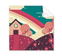 Cartoon House Rainbow Mountain Road Landscape Painting Illustration Pattern Glasses Cloth Cleaning Cloth Phone Screen Cleaner 5pcs