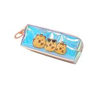 Cartoon Hydrochoerus Pattern Cosmetic Planner PU Substance Zippered Case for Pencils Makeup Addons Writing Materials Owner