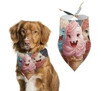 Cartoon Ice Cream Dog Bandana Triangle Dog Scarf Washable Polyester Dog Bibs Cute Pet Bandana for Medium Large Dogs Puppy and Cats