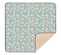 Cartoon Ice Crem Ball Blue Large Sturdy Baby Activity Play Mat for Floor Waterproof Infant Play Mat for Baby Kids Toddlers Infants, 50'' x 50''