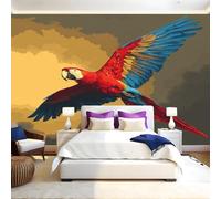 Cartoon Illustration Mural Wallpaper Watercolor Parrot Non-Woven Art Print 390 x 260cm Wall Murals Poster Picture Design Modern Decoration for Bedrooms Living Room Children Nursery