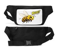 Cartoon Illustration of a Buzzing Bee Unisex Waist Bag Black