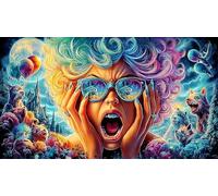 Cartoon image mixed graffiti 1000 Pc Recycled Paper Puzzle - Impossible Hard Challenging Game for Adults Home Activity 38x26/1000pcs