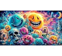 Cartoon image mixed graffiti 1000 Piece Jigsaw Puzzle for Adults Kids - Impossible Hard Challenging Game Great Gift Idea 38x52/1000pcs