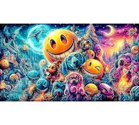 Cartoon image mixed graffiti 1000 Pieces Recycled Paper Jigsaw - Family Activity & Fun Present Great Gift Idea for Adults 38x26/1000pcs