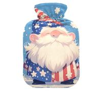 Cartoon Independence Gnome Blue Cute hot Water Bottle with Soft Cover, 1L Water Bags for Menstrual Cramps, Period Cramps, Bolsa de calor para Dolor Menstrual