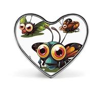 Cartoon Insect Heart Shape Lapel Pin Personalized Pinback Button Badges Retro Punk Button Pin Kawaii Heart Badges for Men Women Clothes Bags Hats & Gift