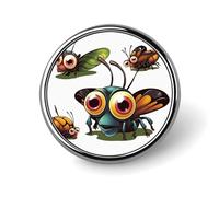 Cartoon Insect Round Badge Personalized Metal Lapel Pin Badges Fit Clothing Bags Hat Humorous Printed Brooch Badge Party Decorations Accessories for Men Women