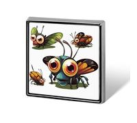 Cartoon Insect Square Lapel Pin for Men Women Personalized Lapel Badge Metal Brooch Printed Aluminum Alloy Memorial Pins for Backpack Clothing Decoration Business