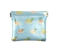 Cartoon Island Blue Fashion Women PU Leather Coin Purse Convenient Clasp Wallet Card Holder for Men Women Travel de Mujer para monedas