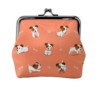 Cartoon Jack Russell Terrier, PU Leather Coin Purse, Small Wallets, Change Pouch with Kiss Lock Clasp Buckle, Change Purse