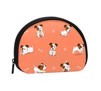 Cartoon Jack Russell Terrier, Women's Storage Bag Shell Makeup Bag Small Coin Purse Shell Change Pouch