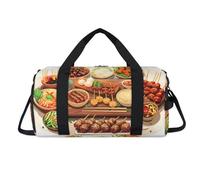 Cartoon Japan Food Sport Duffel Bag with Shoes Compartment Overnight Weekender Bags Travel Gym Luggage Organizer for Women Men Kids Girls Boys