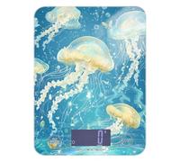 Cartoon Jellyfish A River Waterproof Food Scale Small 11lb/0.18oz, 5kg/5g Kitchen Scale gram with 4 Unit for Meal Prep Baking Keto (Batteries not Included)
