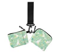 Cartoon Kangaroo Mint Green Women's Change Wallet Card Cases Slim Portable Card Money Holder with Zipper Pocket for Travel 2 Packs estuches para tarjetas de credito, cartoon Kangaroo Mint Green