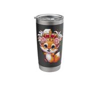 Cartoon Kawaii Fox with Crown, Roses and Lilies Stainless Steel Insulated Tumbler