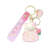 Cartoon Keychain keychain Anime key chain Cartoon cat cake roll pendant phone charm Bag deoration