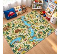 Cartoon Kids Area Rug 60x110 cm Jungle Animal Rug Washable Non Slip | Soft Low Pile Floor Carpet for Living Room, Bedroom, Hallway, Entryway Home Decor, Indoor Decorative Rug