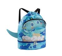 Cartoon Kids Beach Bag - Dry Wet Separation Waterproof Drawstring Sport Bag, Shoes Compartment Adjustable Shoulder Strap Hardware | For Swimming Beach Sport Fitness Travel System Module Unit