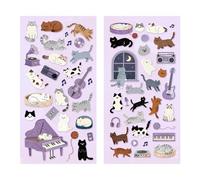Cartoon Kitten Animal Sticker Adhesive Paper PVC for Scrapbooking Journal Phone Decoration Classroom Rewarding Scrapbook