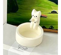 Cartoon Kitten Candle Holder Cute Resin Cat Warming Its Paws Ornament for Desktop Decor White
