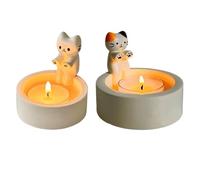 Cartoon Kitten Candle Holder, Resin Kitten Tea Light Candle Holders,Kitten Aromatherapy Candlestick Creative Kitten Warming Paws Candlestick Gift for Cat Lover