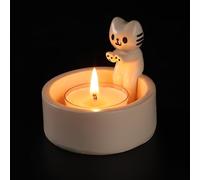 Cartoon Kitten Candle Holder & Scented Candle, Cat Warming Paws Candle Holder Kitty Warming Its Paws Cute Resin Candlestick Warm Cat Tea Light Holder Gift for Girls Women Cat Lovers
