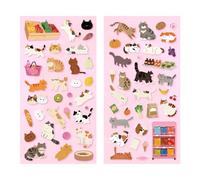 Cartoon Kitten Sticker Animal Decorative for Scrapbooking Journal Album Phone Case and Gift Wrapping Decoration Cartoon Kitten