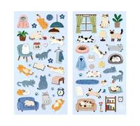 Cartoon Kitten Sticker Animal Decorative for Scrapbooking Journal Album Phone Case and Gift Wrapping Decoration Cartoon Kitten