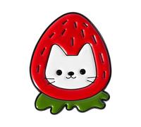 Cartoon Kitten with Fruit Enameled Pin Adorable Strawberry Banana Tomato Alloy Brooch Accessory for Unique Lovers Cute Animal Gift Jewelry