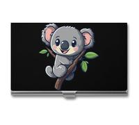 Cartoon Koala Business Card Wallet Credit Card Holder Metal Square Small Pocket Purse