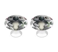 Cartoon Koala Cabinet Knobs, 2-Pack Silver Stainless Steel Drawer Pulls with Screws, Elegant Hardware for Dressers, Kitchen,Cabinets & Desks