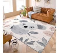 Cartoon Koala Cute Soft Short Pile Rugs for Bedroom Living Room Grey Thin Stain Resistant Anti-Slip Floor Carpet for Office Dining Room - Easy Clean Washable 120x180 cm