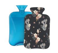 Cartoon Koala Flower Print Hot Water Bottle with Cover, 2L Large Capacity Hot Water Bag for Hot Cold Compress, Hand Feet Warmer, Neck Shoulder Pain Relief