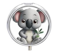 Cartoon Koala Medicine Pill Case, 3 Compartment Round Pill Box, Portable Decorative Medicine Organizer for Pocket Or Purse Vitamin Organize