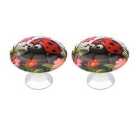 Cartoon Ladybug Flower Cabinet Knobs, 2-Pack Silver Stainless Steel Drawer Pulls with Screws, Elegant Hardware for Dressers, Kitchen,Cabinets & Desks