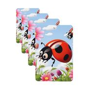 Cartoon Ladybug Flower Car Air Fresheners Cards 4 Pcs Hanging Fragrance Scented Cards Long-Lasting Car Aromatherapy Tablets for Wardrobe Bathroom Car Interior Mirror Pendant Gifts