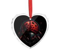 Cartoon Ladybug Glass Heart Pendant for Christmas Ornament, Personalized Christmas Tree Ornaments, Timeless Friendship Keepsake Pendant for Couples Family Friends Xmas Decor