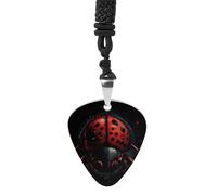 Cartoon Ladybug Guitar Pick Holder Necklace for Women, Personalized Bass Pick Pendant for Men, Rock Music Picks Necklace with Chain for Party, Music Inspired Gift