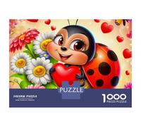 Cartoon Ladybug Jigsaw Puzzle for Adults 1000 Piece Jigsaw Puzzle Paper Flower Scene Puzzle Game for Family Relaxation 70x50cm/1000pcs