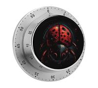 Cartoon Ladybug Mechanical Kitchen Timer for Cooking 60 Min with Magnetic Backing Loud Alarm,Stainless Steel Wind Up Countdown Timer Cute Egg Timers for Cooking Studying Gaming Classroom Office Gym
