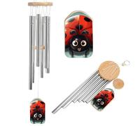 Cartoon Ladybug Memorial Wind Chimes for Outside Deep Tone 20.5", 6 Aluminum Tubes, Sympathy Windchimes Personalized Chimes for Outdoor Garden Patio Yard Decor, Bereavement Condolence Gift