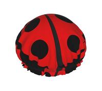 Cartoon ladybug Print Shower Cap for Women & Men - Reusable, Double Layer, Breathable, Hair Bath Cap One Size
