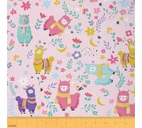 Cartoon Lamb Decorative Fabric by The Yard Pink Cute Floral Alpaca Print Indoor Outdoor Upholstery Fabric Kawaii Flower Animals for Quilting Sewing Arts DIY Craft,1 Yard,36" L x 59" W