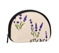Cartoon Lavender Sprigs Printed Portable Full-Width Printed Coin Purse is Convenient for Daily Use